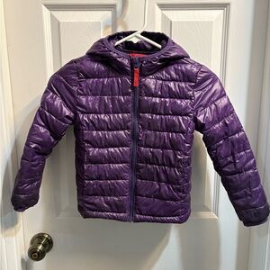 Primary Kids Lightweight Purple Puffer Hooded Jacket